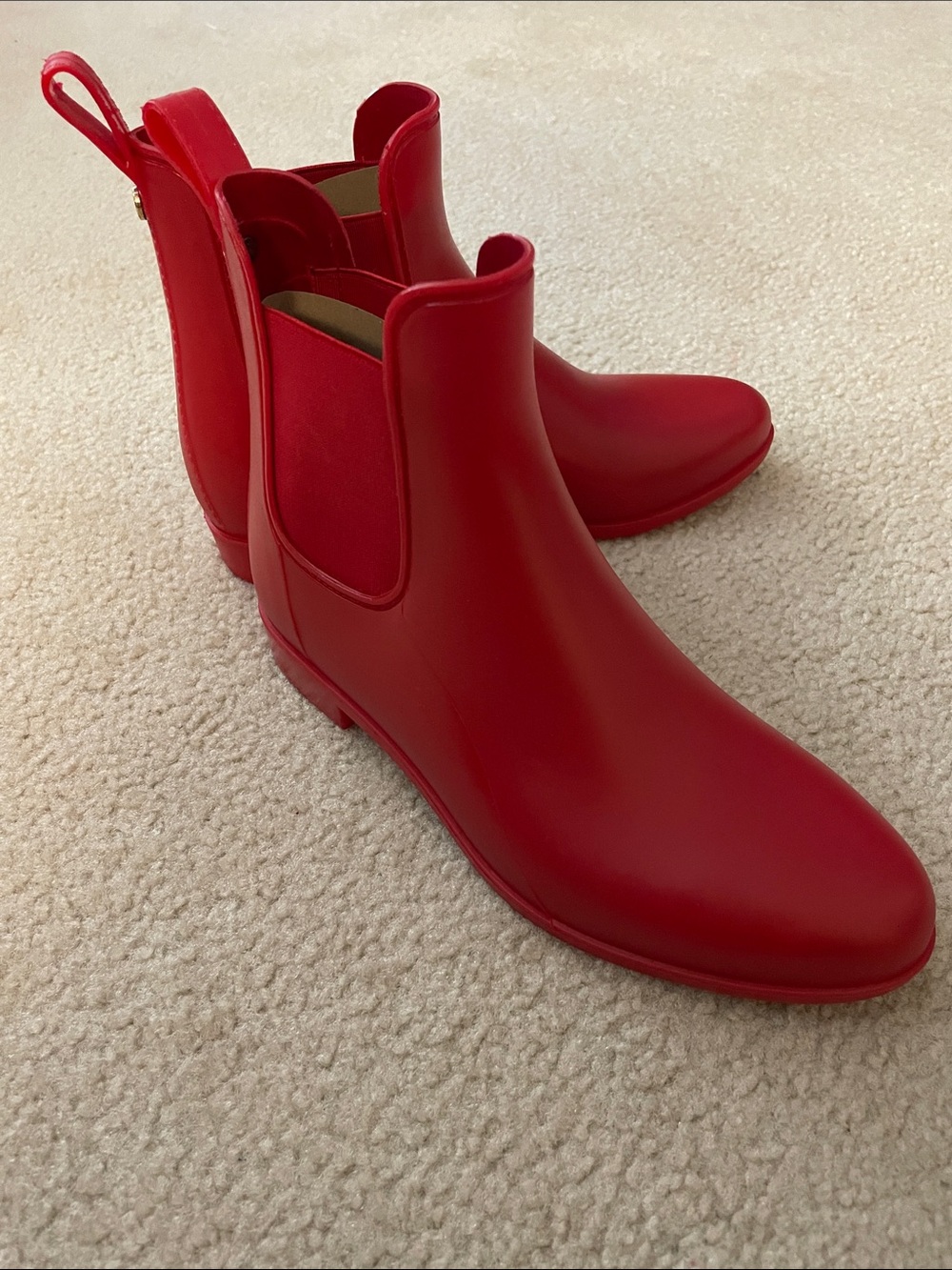 Sam Edelman Red Chelsea Rain Ankle Boots, Size 8W NWOB